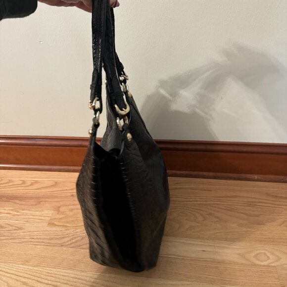 NWT DKNY Black Crocodile Embossed Leather Hobo Bag - Picture 12 of 14